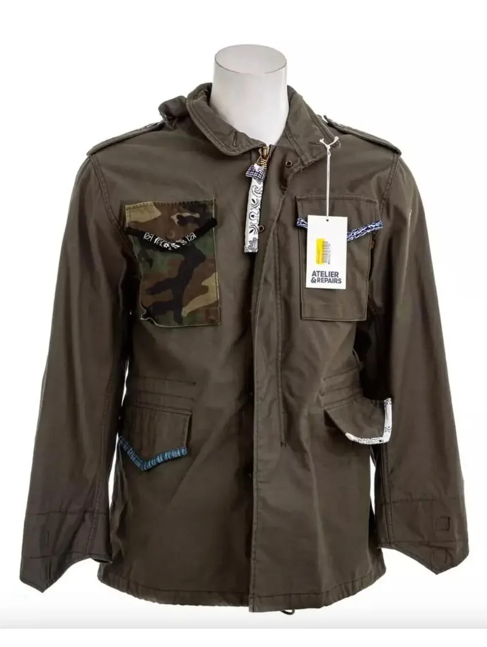 (RFB1) Atelier & Repairs Happy Field Jacket Olive Green Military Coat Medium